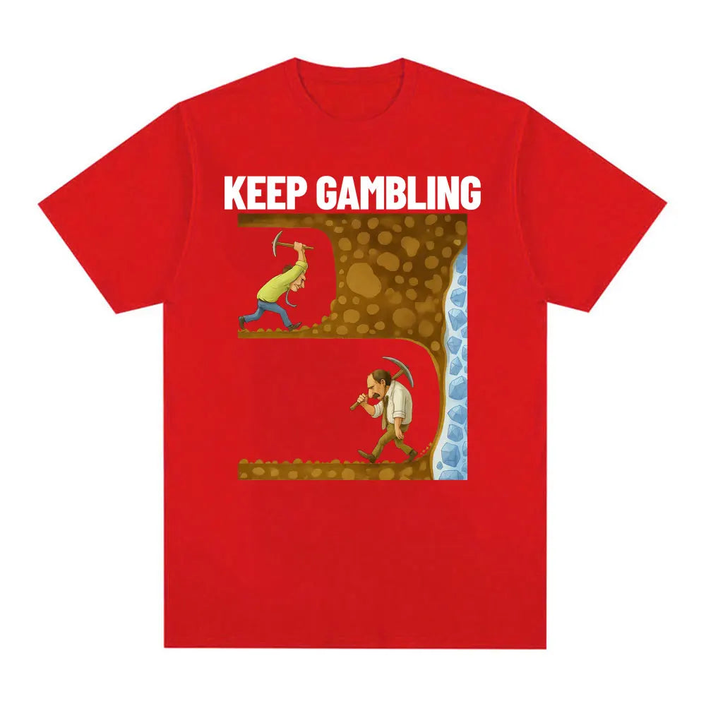 Fun T-shirt, Women's Retro Gothic Style Short-sleeved T-shirt Printed with "Keep Gambling Savage"graphic T Shirts Personality