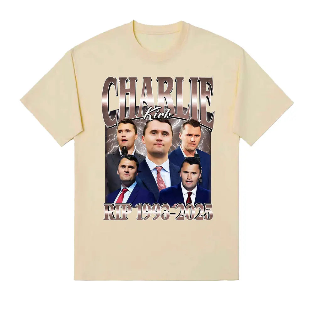 Charlie Kirk Printed Graphic T Shirt Short Sleeve Charlie Kirk RIP 1993–2025 T-shirt Funny Vintage Tee Men's Designer Clothing