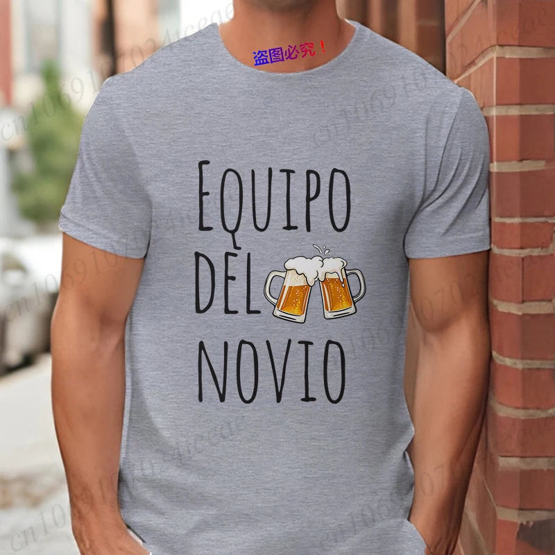 Spanish Men's Bachelor Party Man T-shirts EVG Team Future Groom Wedding Tops Funny Beer Graphic Tees Single Farewell Tshirt