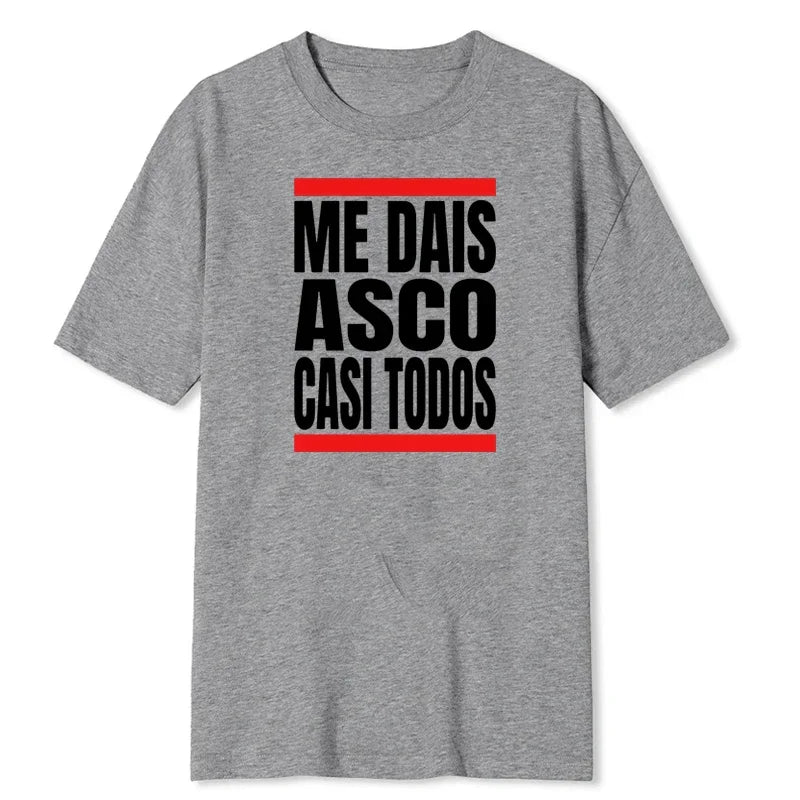 Men Me Dais Asco Casi Todos Letter Print Tshirt Men Women Casual Loose Streetwear Round Neck Short Sleeve Top Fashion Tee Unisex
