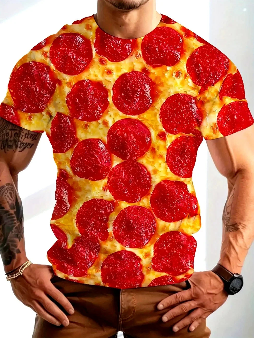 Funny Men's T-Shirt Watermelon Graphic Tee Fruit Pattern 3D Print O-Neck Short Sleeve Tops Loose Oversized Summer Men Clothing