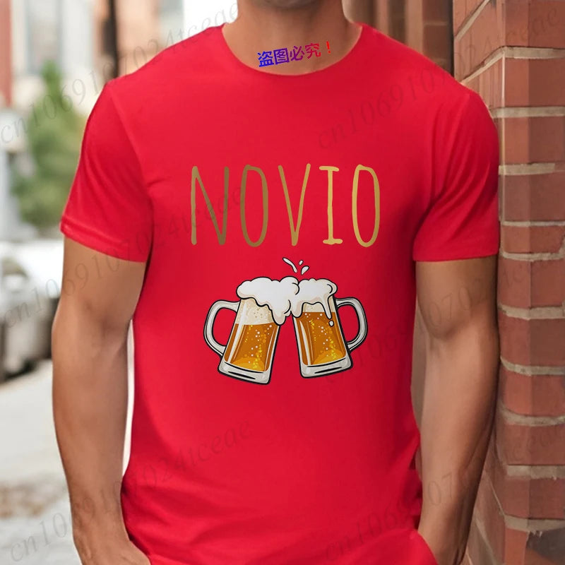 Spanish Men's Bachelor Party Man T-shirts EVG Team Future Groom Wedding Tops Funny Beer Graphic Tees Single Farewell Tshirt