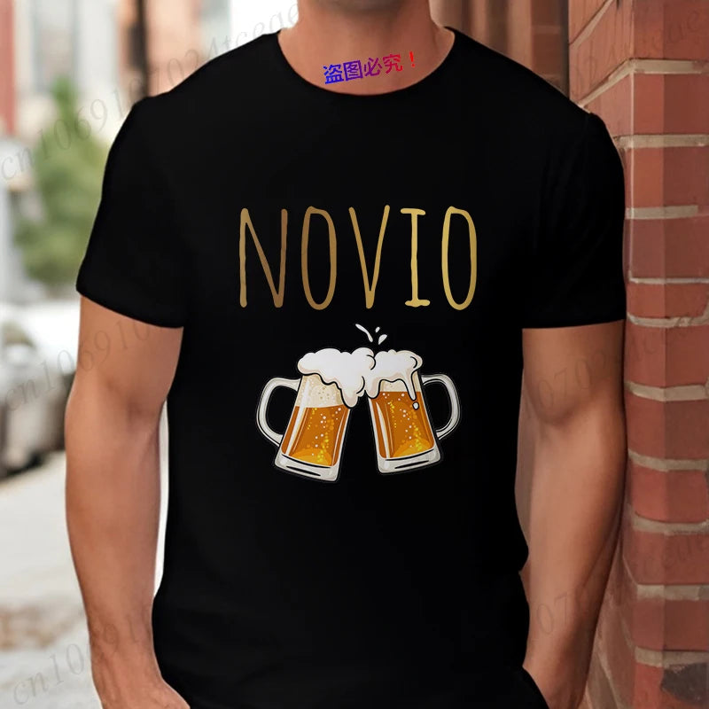 Spanish Men's Bachelor Party Man T-shirts EVG Team Future Groom Wedding Tops Funny Beer Graphic Tees Single Farewell Tshirt