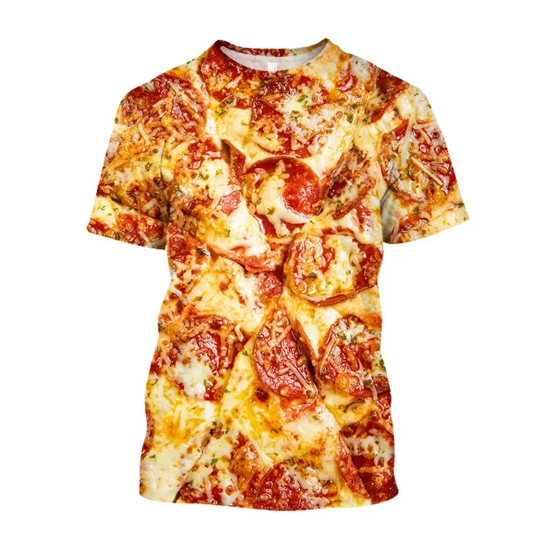 Pasta Pizza 3D Print Sports Quick-dry Breathable Men T-shirt Outdoor Street Casual Fashion Parent-child Short-sleeve Top