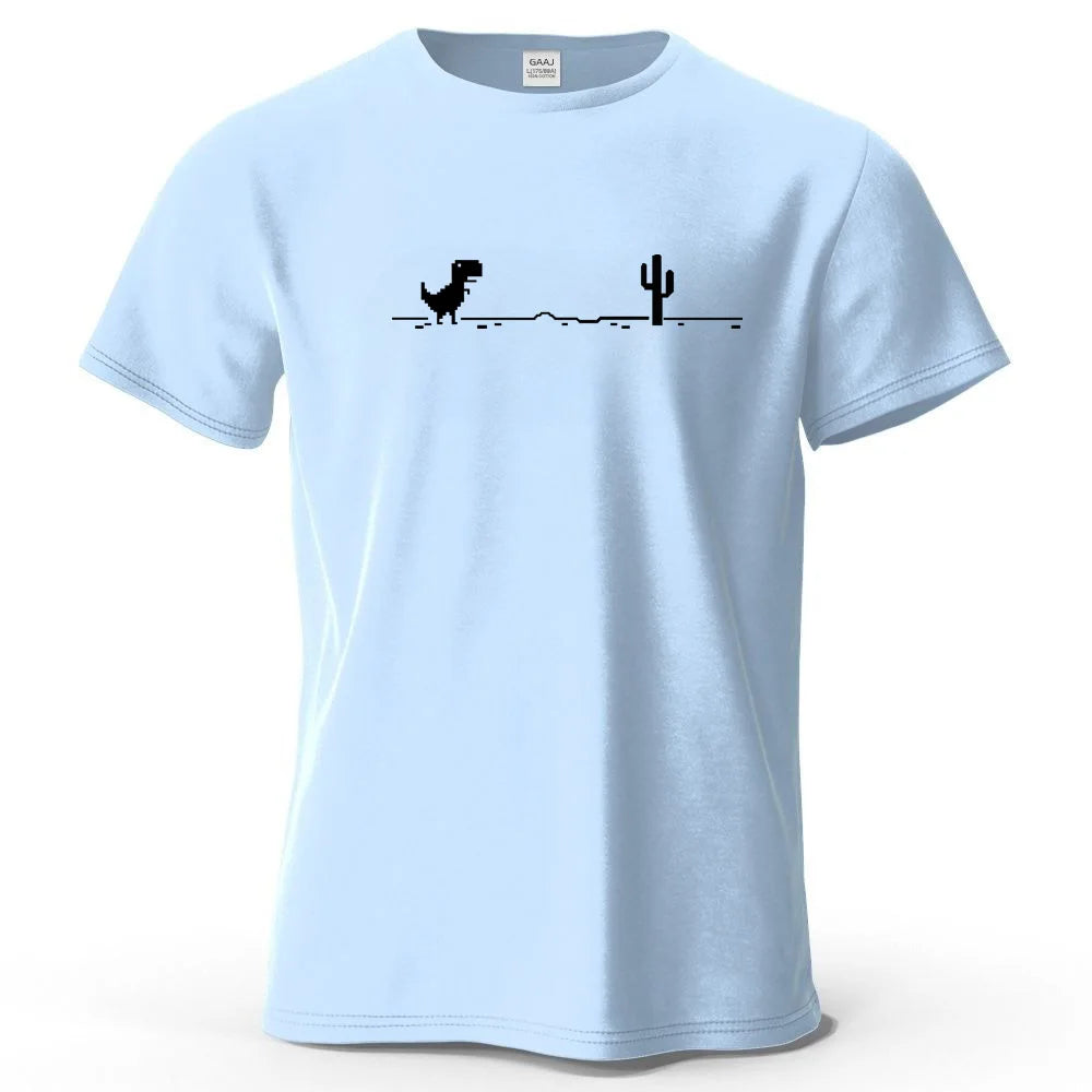 S-4XL No Internet Dinosaur Game 100% Cotton Funny Printing Men T Shirt Tee Summer Streetwear Tops Fashion Brand Tshirt Clothes