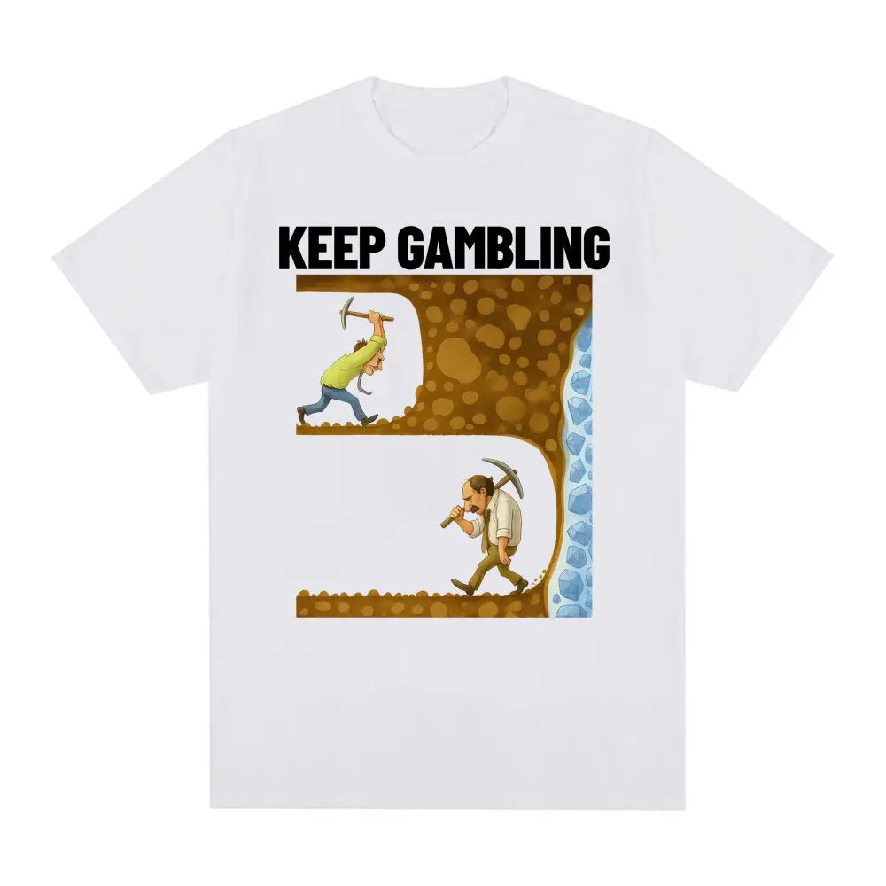 Fun T-shirt, Women's Retro Gothic Style Short-sleeved T-shirt Printed with "Keep Gambling Savage"graphic T Shirts Personality