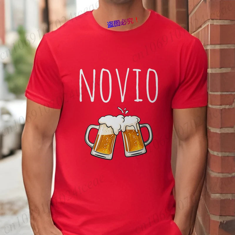 Spanish Men's Bachelor Party Man T-shirts EVG Team Future Groom Wedding Tops Funny Beer Graphic Tees Single Farewell Tshirt