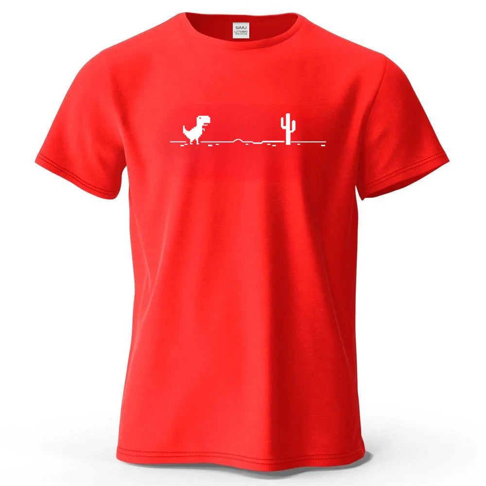 S-4XL No Internet Dinosaur Game 100% Cotton Funny Printing Men T Shirt Tee Summer Streetwear Tops Fashion Brand Tshirt Clothes