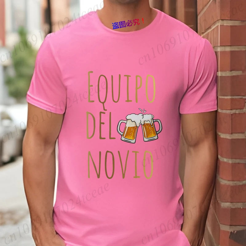 Spanish Men's Bachelor Party Man T-shirts EVG Team Future Groom Wedding Tops Funny Beer Graphic Tees Single Farewell Tshirt
