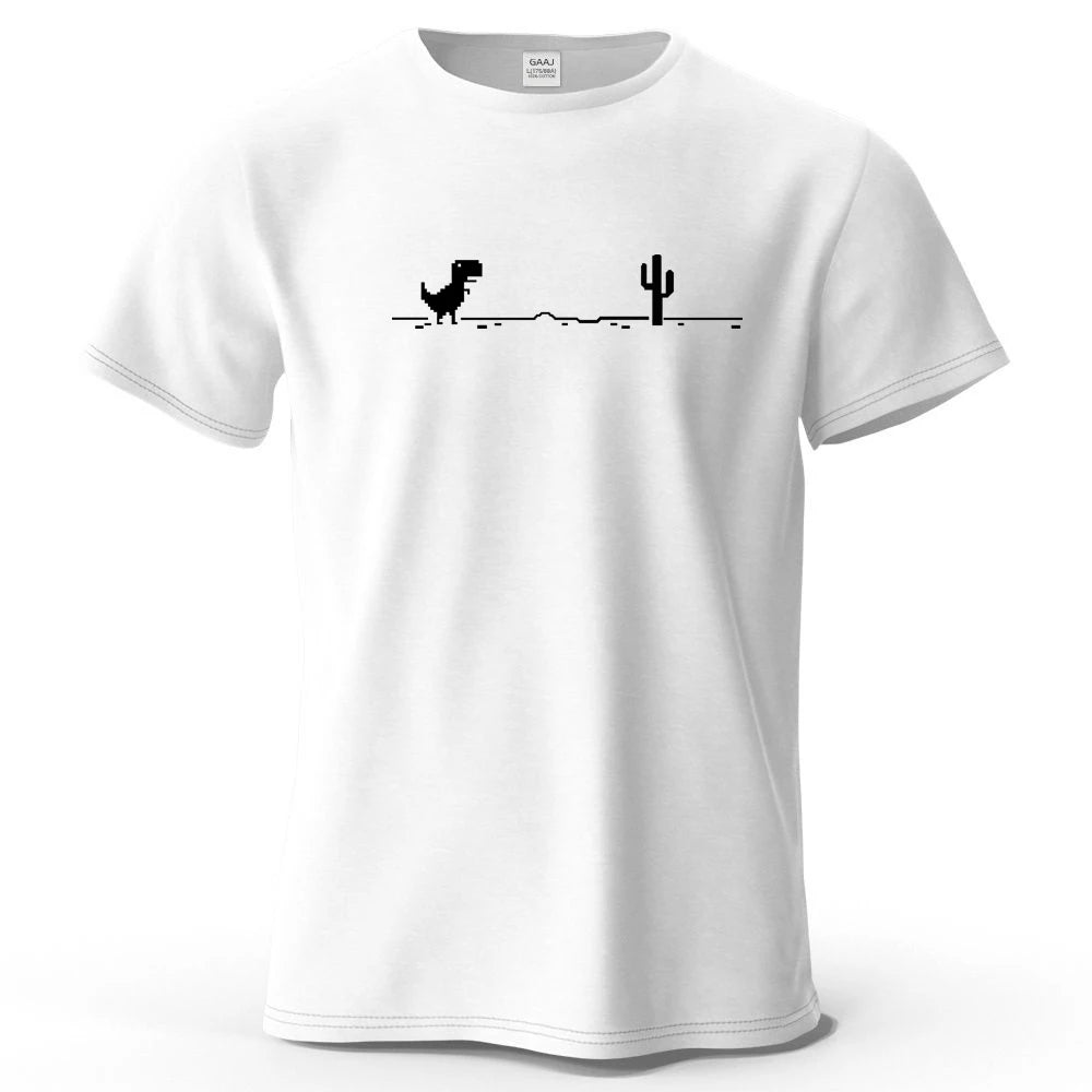 S-4XL No Internet Dinosaur Game 100% Cotton Funny Printing Men T Shirt Tee Summer Streetwear Tops Fashion Brand Tshirt Clothes