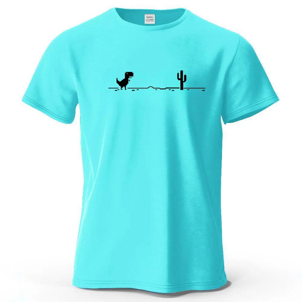 S-4XL No Internet Dinosaur Game 100% Cotton Funny Printing Men T Shirt Tee Summer Streetwear Tops Fashion Brand Tshirt Clothes