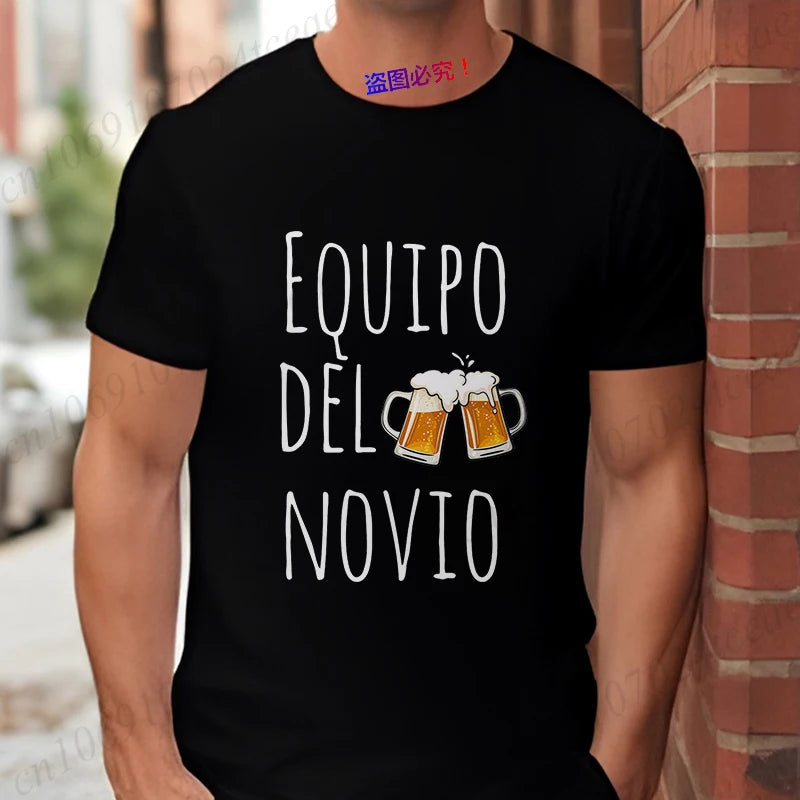 Spanish Men's Bachelor Party Man T-shirts EVG Team Future Groom Wedding Tops Funny Beer Graphic Tees Single Farewell Tshirt
