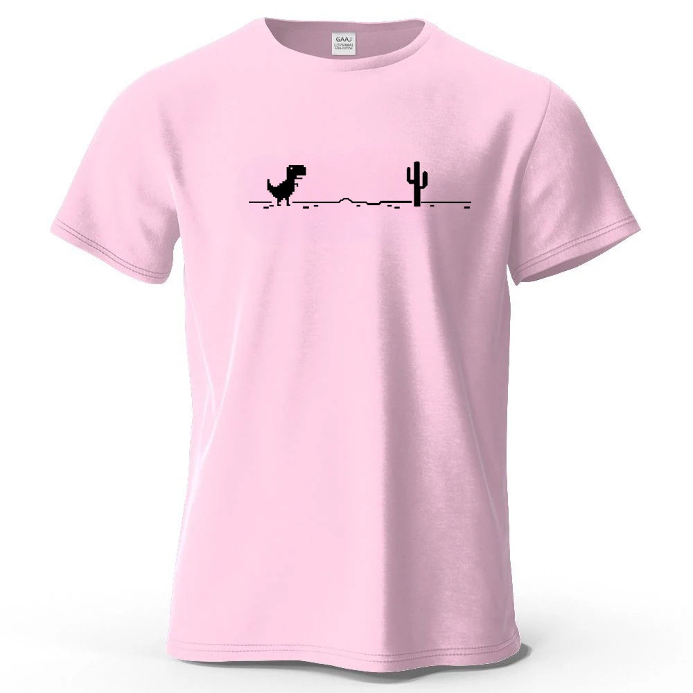 S-4XL No Internet Dinosaur Game 100% Cotton Funny Printing Men T Shirt Tee Summer Streetwear Tops Fashion Brand Tshirt Clothes