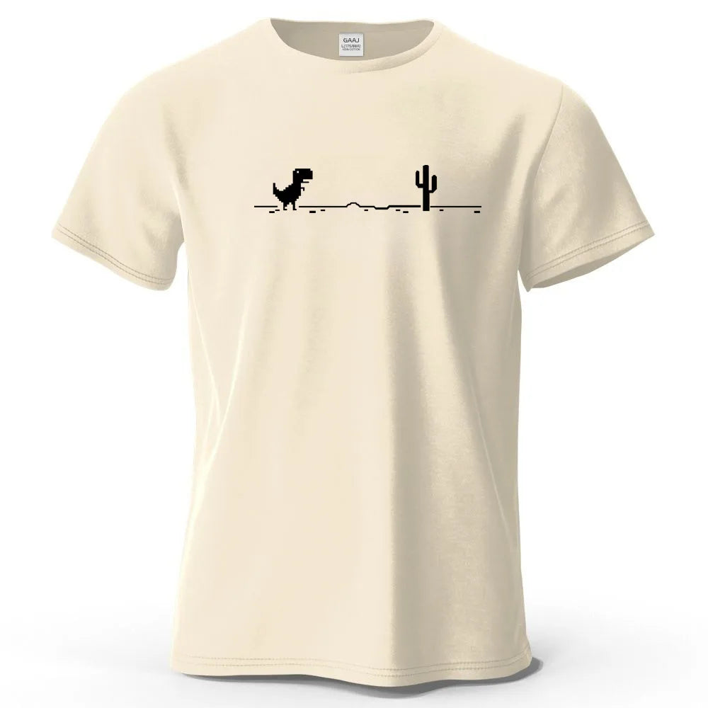 S-4XL No Internet Dinosaur Game 100% Cotton Funny Printing Men T Shirt Tee Summer Streetwear Tops Fashion Brand Tshirt Clothes