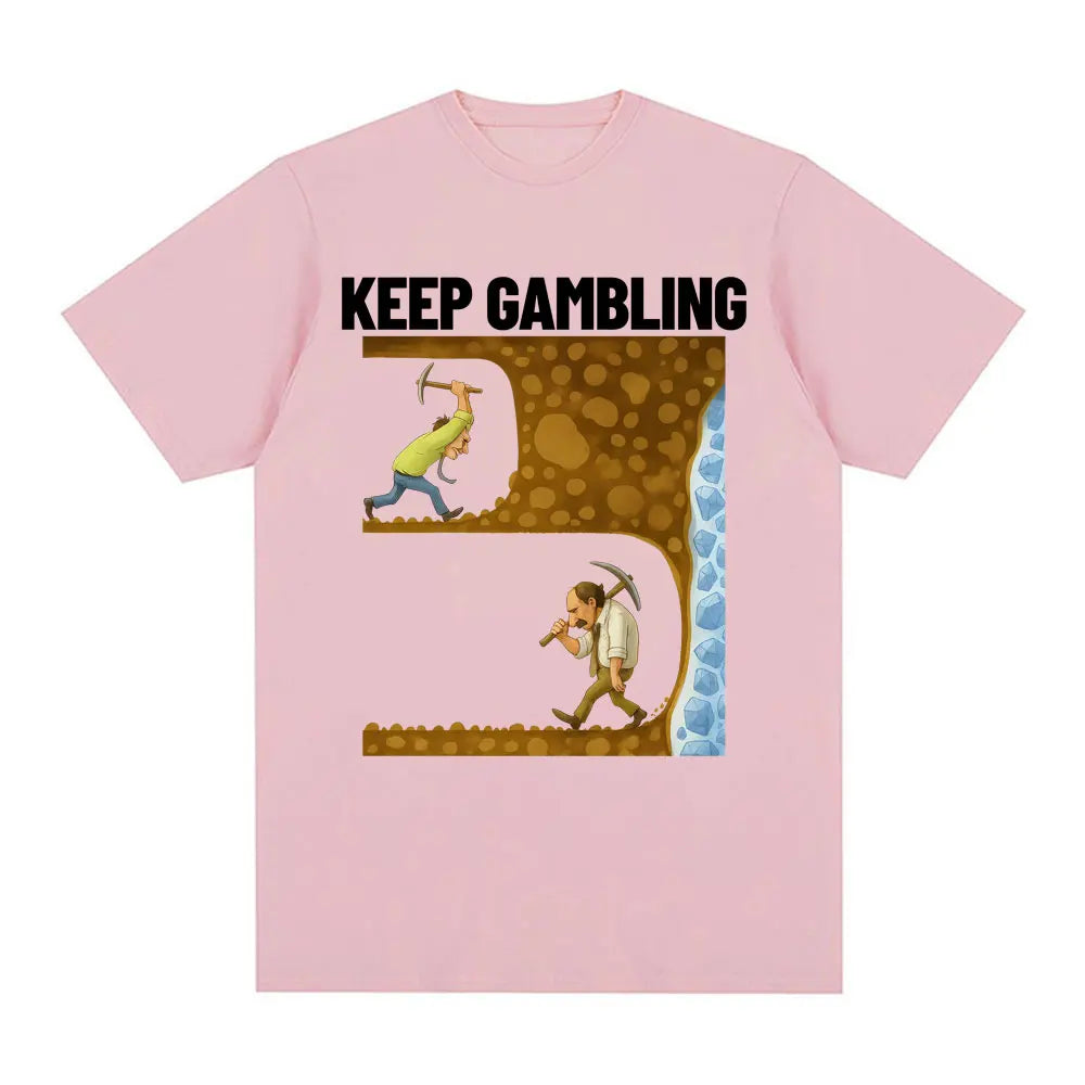 Fun T-shirt, Women's Retro Gothic Style Short-sleeved T-shirt Printed with "Keep Gambling Savage"graphic T Shirts Personality