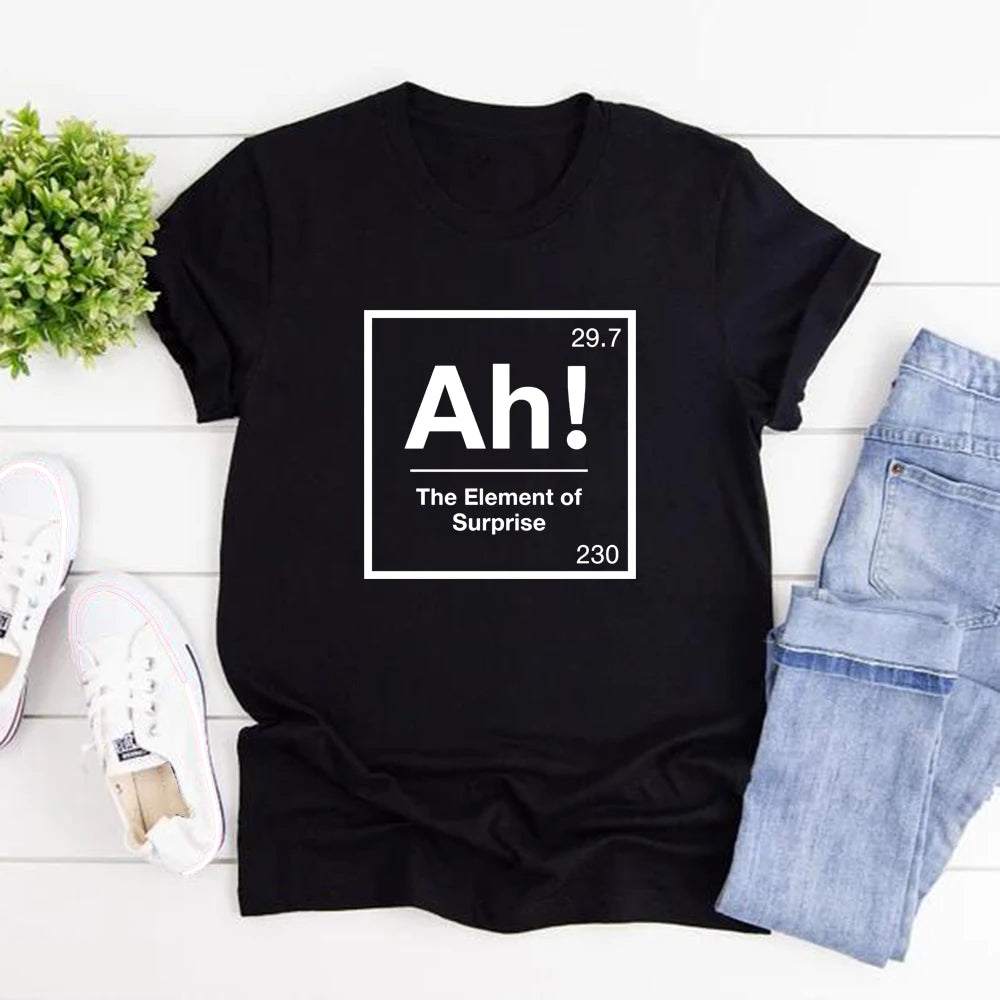 Ah The Element of Surprise T-Shirt Project Hail Mary Shirt Chemistry Joke Tee Funny Graphic T Shirts Men Women Short Sleeve Tops