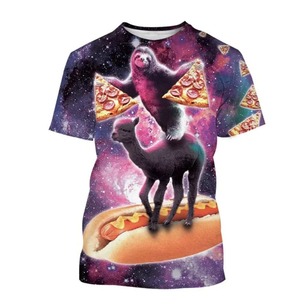 Men's T-Shirt Funny Animal Pattern Short Sleeve Cute 3D Print Casual T-Shirt Round Neck Top Street Fashion Summer Men's Clothing