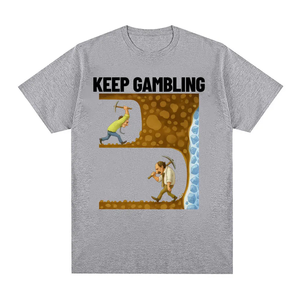 Fun T-shirt, Women's Retro Gothic Style Short-sleeved T-shirt Printed with "Keep Gambling Savage"graphic T Shirts Personality
