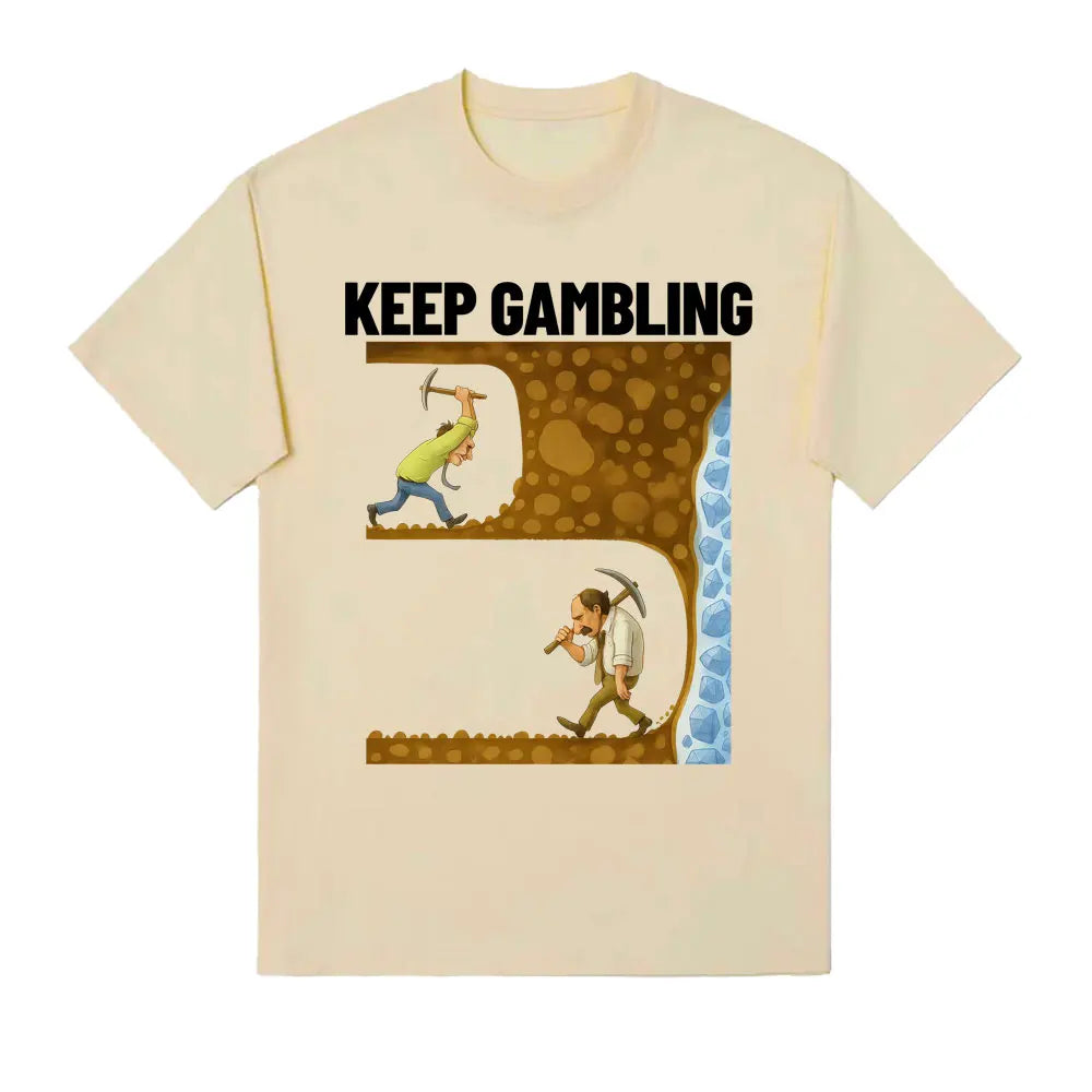 Fun T-shirt, Women's Retro Gothic Style Short-sleeved T-shirt Printed with "Keep Gambling Savage"graphic T Shirts Personality
