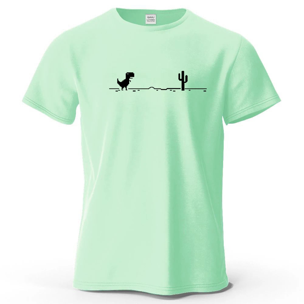 S-4XL No Internet Dinosaur Game 100% Cotton Funny Printing Men T Shirt Tee Summer Streetwear Tops Fashion Brand Tshirt Clothes