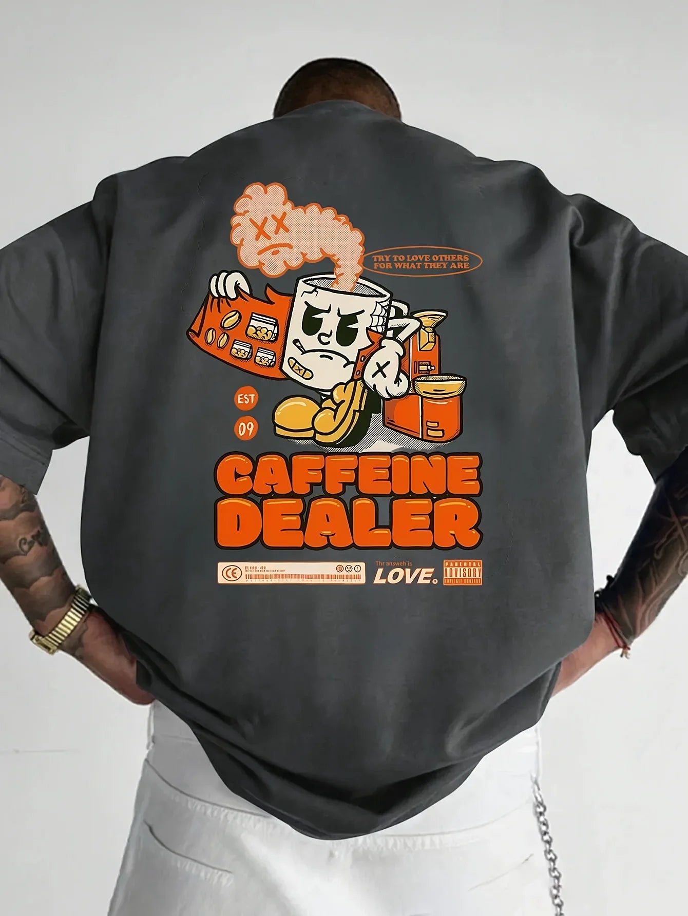 Summer fashion men's cartoon letter print comfortable and breathable round neck T-shirt outdoor casual top